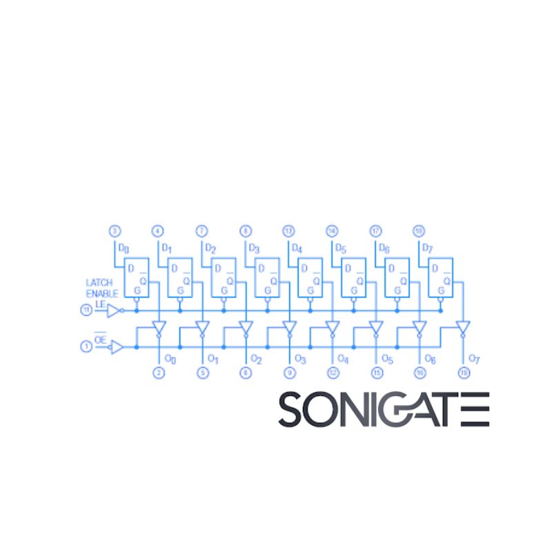 Circuito Integrado 74LS373 com 8 latches transparentes e saídas tri-state, tecnologia TTL LS, ideal para bufferização de barramentos e armazenamento temporário de dados.
