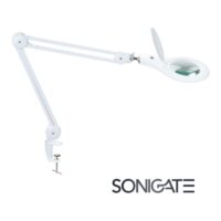 Lupa articulada de bancada NIMO com luz LED. Ideal para electrónica, reparações de precisão e trabalhos técnicos detalhados.