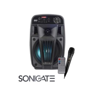 Coluna de som amplificada VSINGER KARMA 6,5″ 100 W com amplificador integrado. Som claro e potente para espaços pequenos e médios.