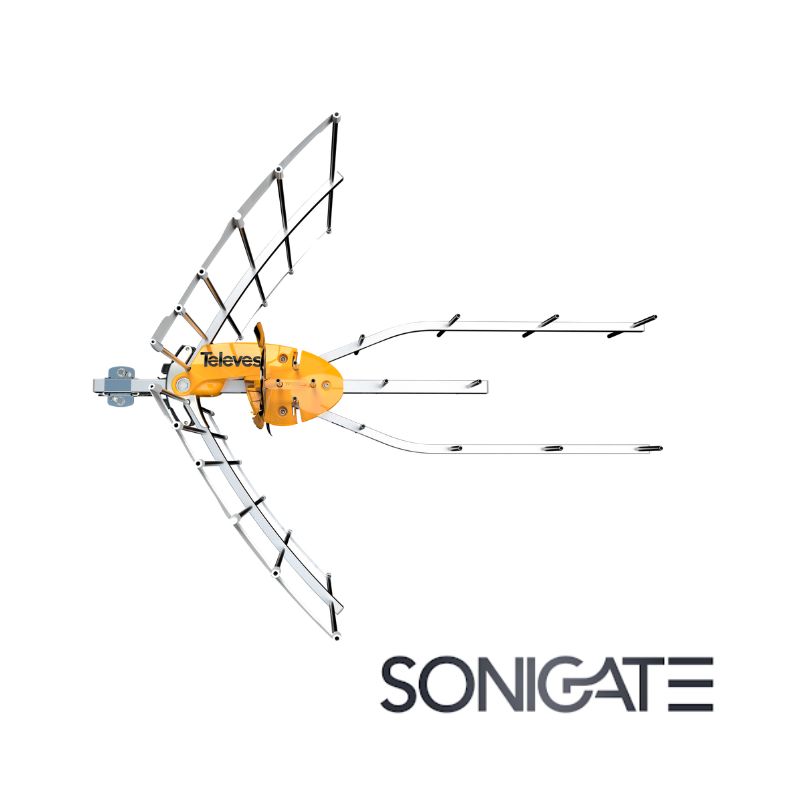 Antena TDT exterior TELEVÉS ELLIPSE UHF 148925 com ganho 40 dBi. Recepção digital terrestre superior em zonas de sinal fraco. SONIGATE LEIRITRONICA LEIRIA MARINHA GRANDE OUREM