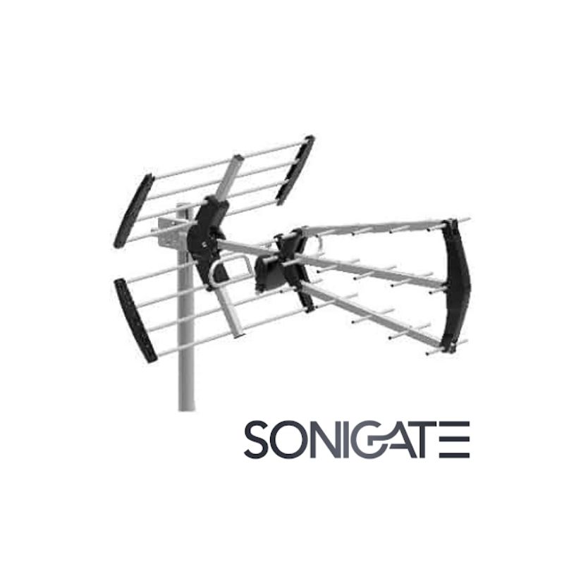 Antena TDT exterior TECATEL BKM15B700 com ganho 15 dB e filtro LTE/5G. Captação UHF melhorada para recepção digital terrestre estável. SONIGATE LEIRITRONICA LEIRIA OUREM MARINHA GRANDE