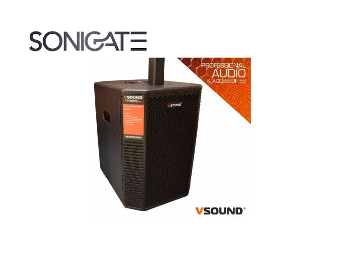 Sistema de som amplificado 1.1 VSSDSP1600A com subwoofer activo. Som potente e equilibrado para multimédia e apresentações.