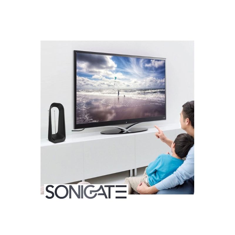 Antena TDT interior amplificada NIMO ANT030 para melhor recepção de canais de televisão digital terrestre (UHF/VHF). Instalação simples e sinal mais estável. SoNIGATE LEIRITRONICA LEIRIA OUREM MARINHA GRANDE